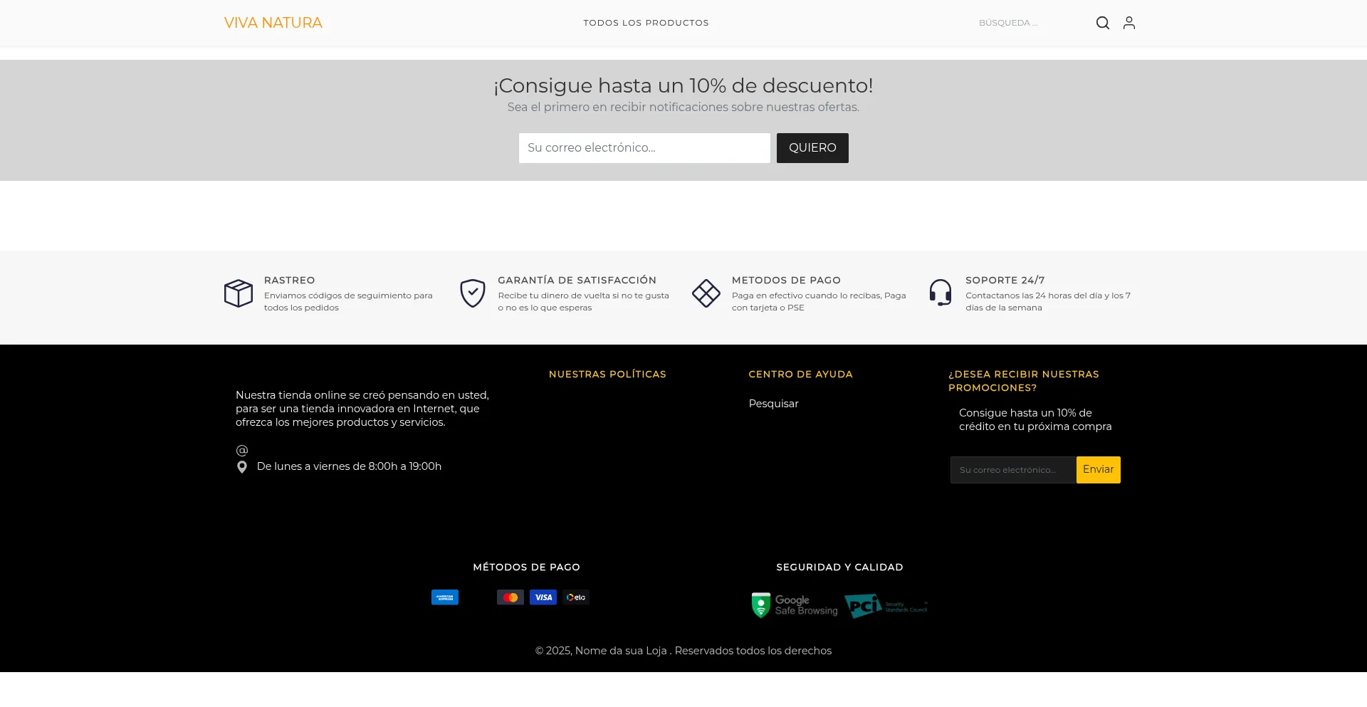 Website screenshot of Vivanaturales.com