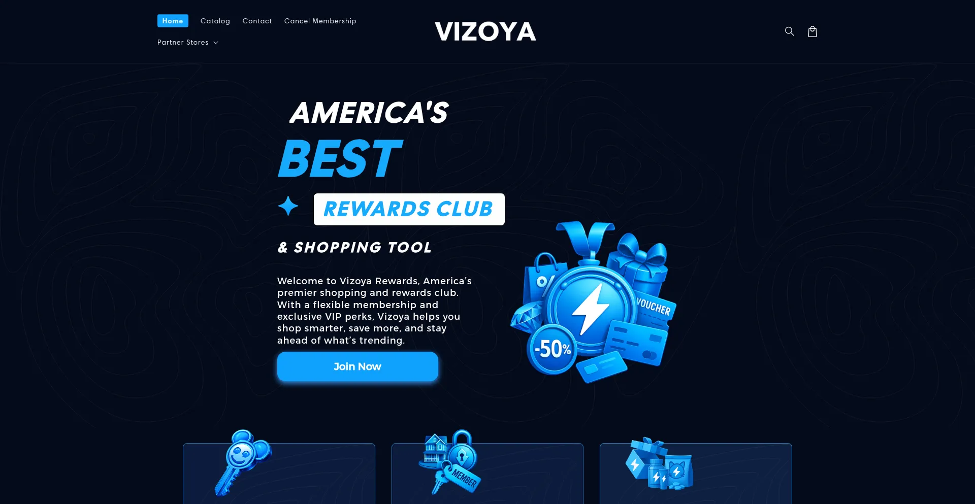 Website screenshot of Vizoyarewards.com