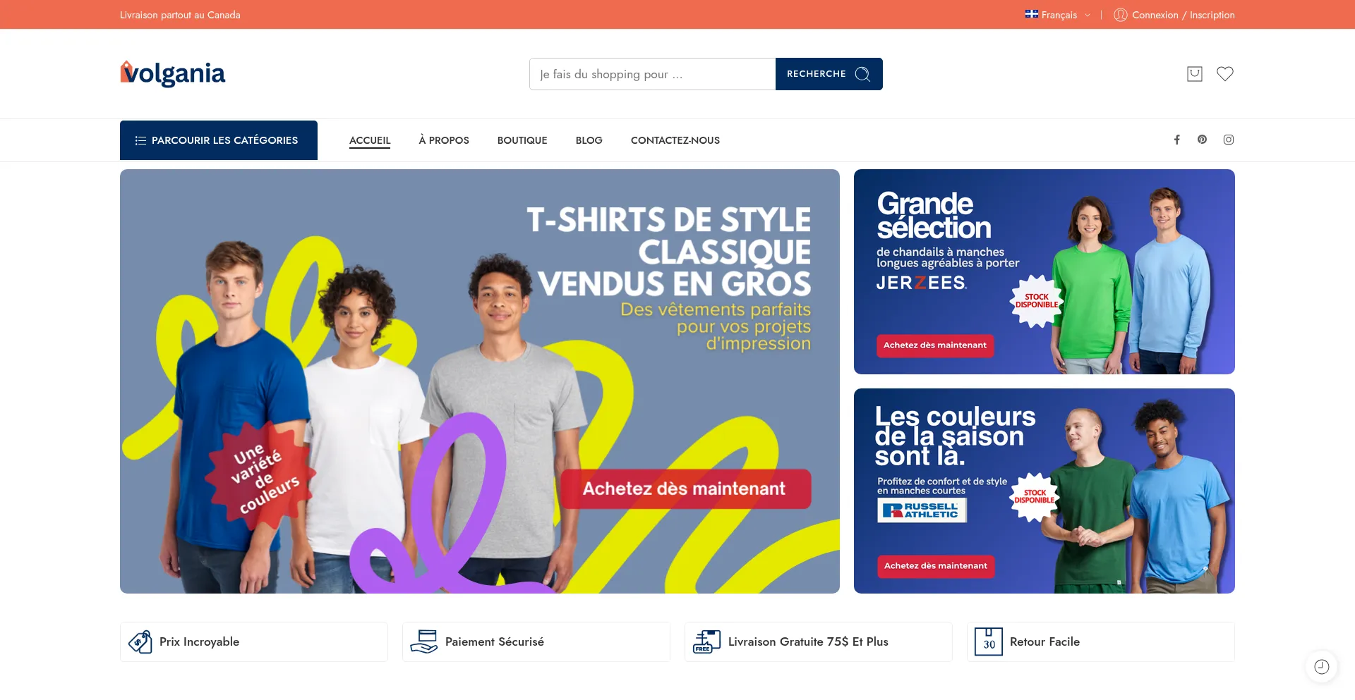 Website screenshot of Volgania.ca