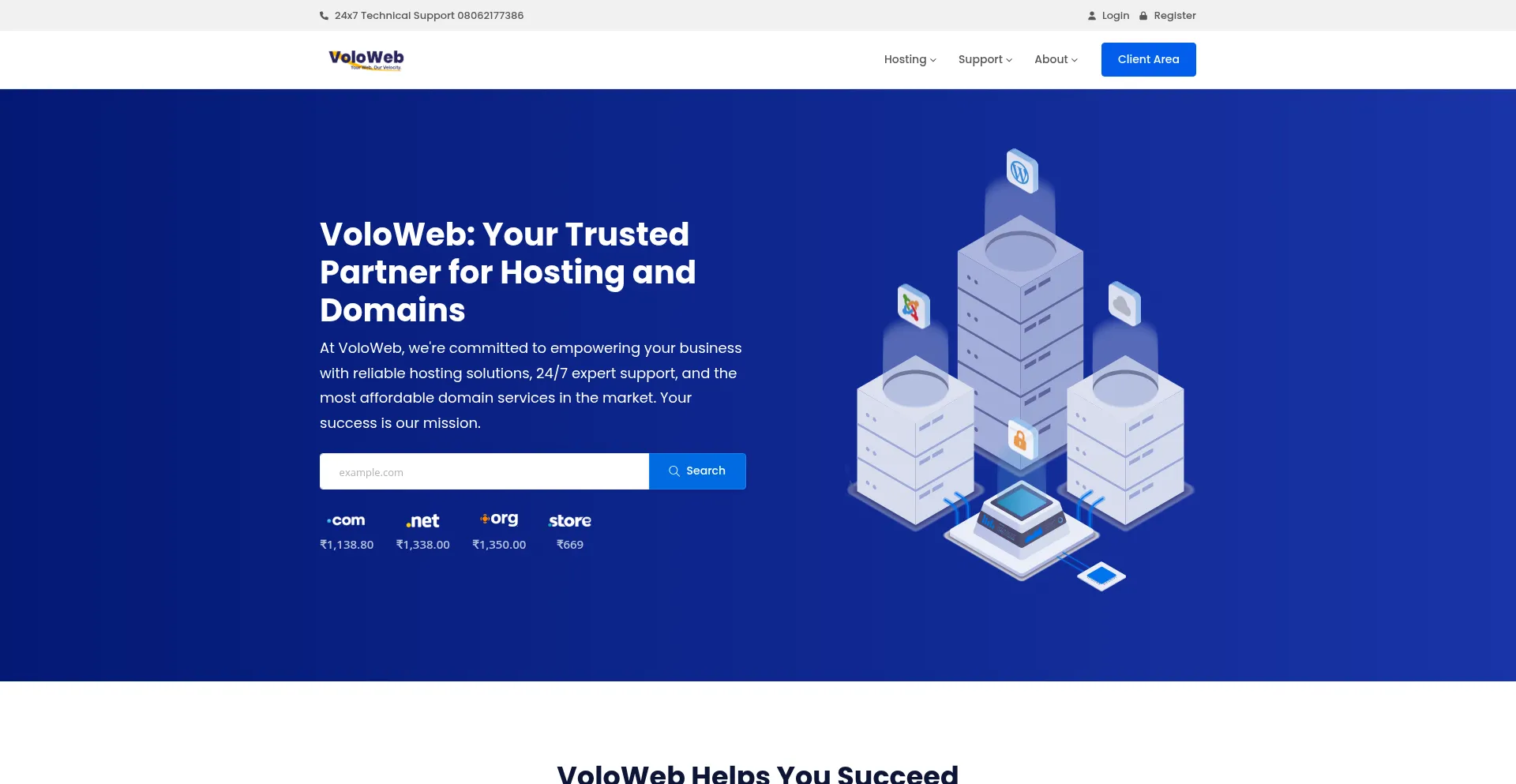 Website screenshot of Voloweb.in