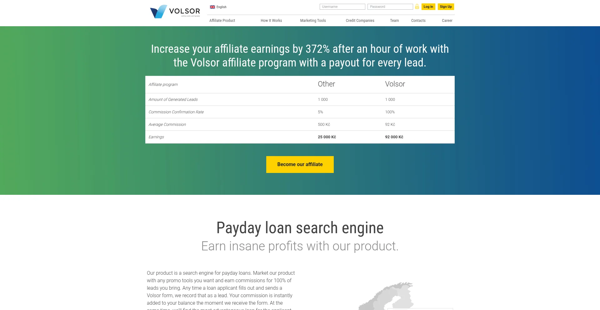 Website screenshot of Volsor.com