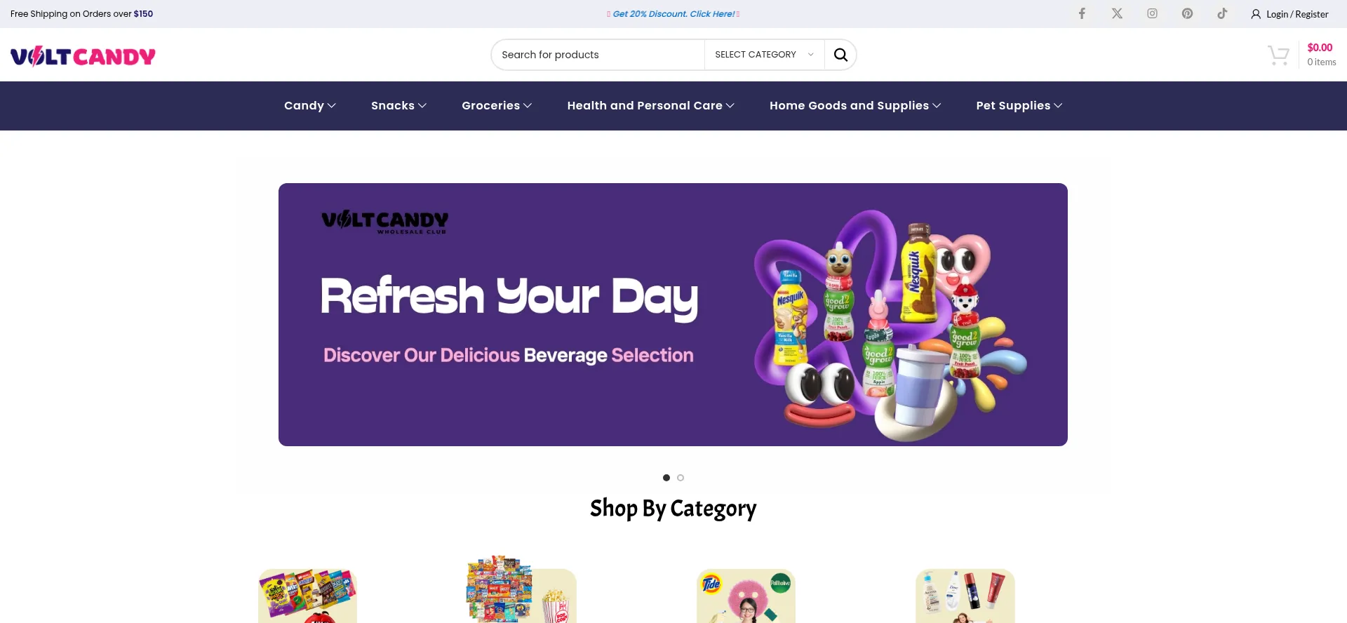 Website screenshot of Voltcandy.com