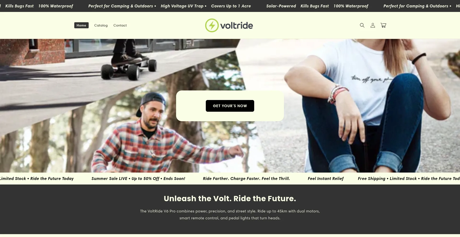 Website screenshot of Voltride.us