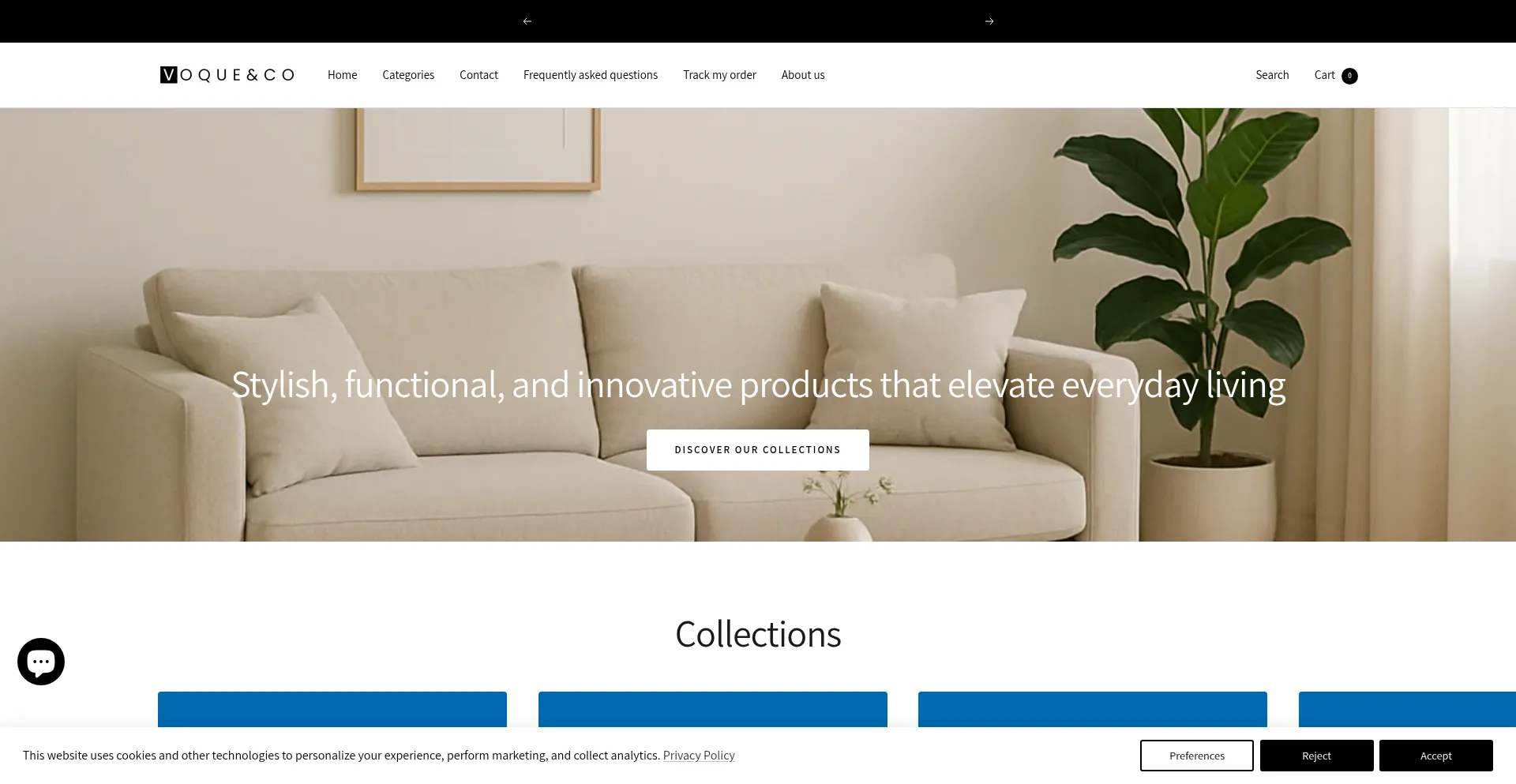 Website screenshot of Voqueandco.com