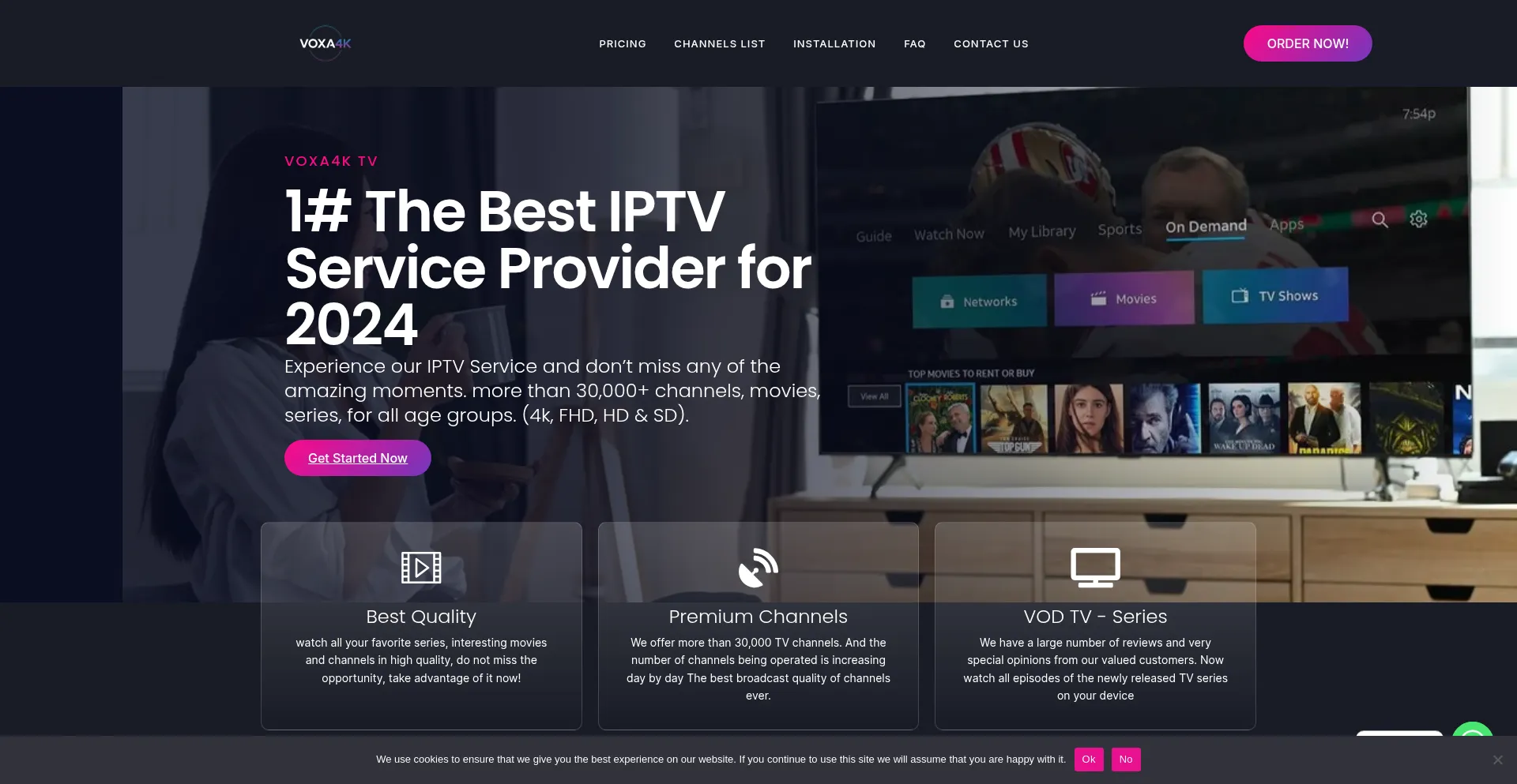 Website screenshot of Voxa4k.com