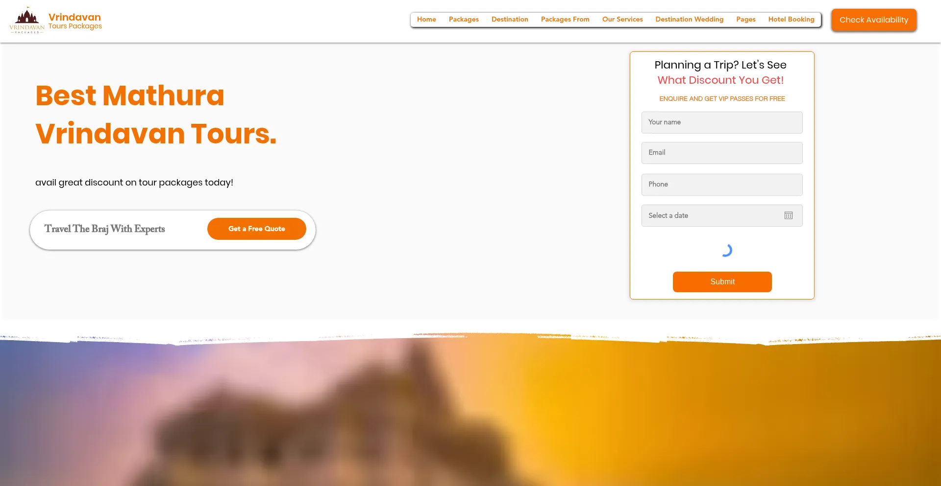 Website screenshot of Vrindavantoursandpackages.com