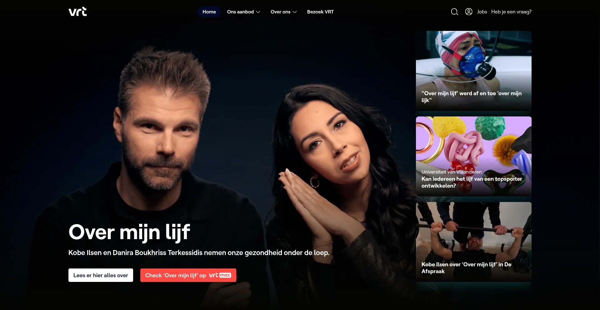 Website screenshot of Vrt.be