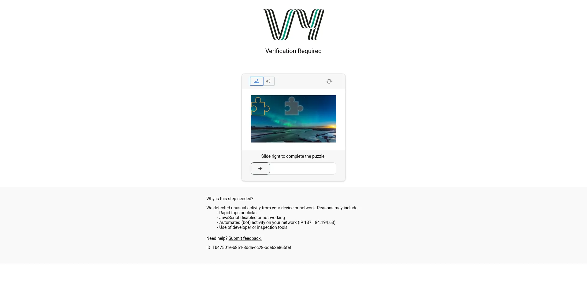 Website screenshot of Vy.no