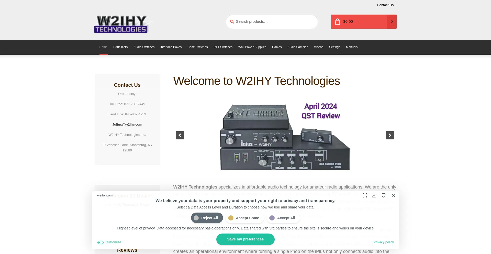Website screenshot of W2ihy.com