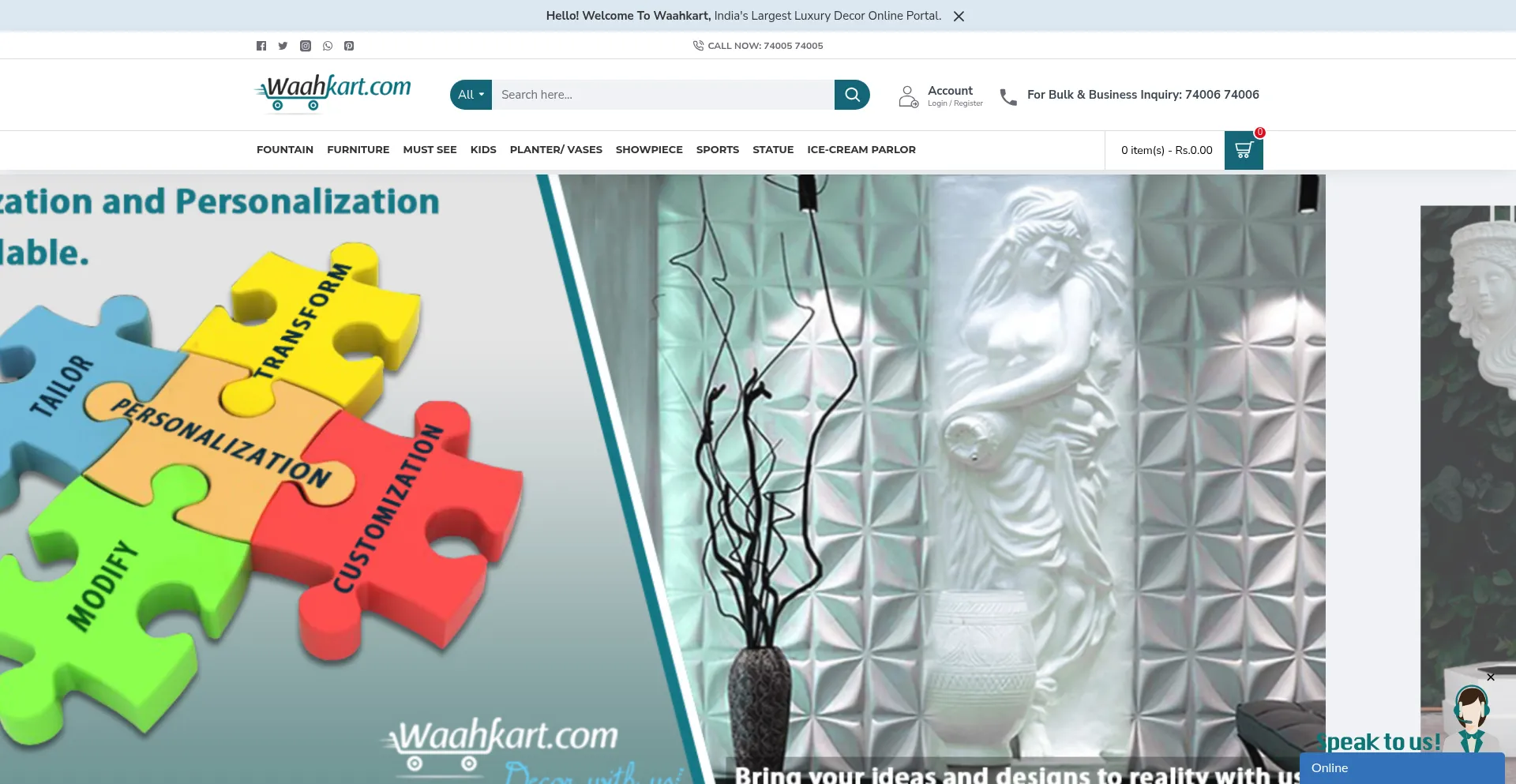 Website screenshot of Waahkart.com