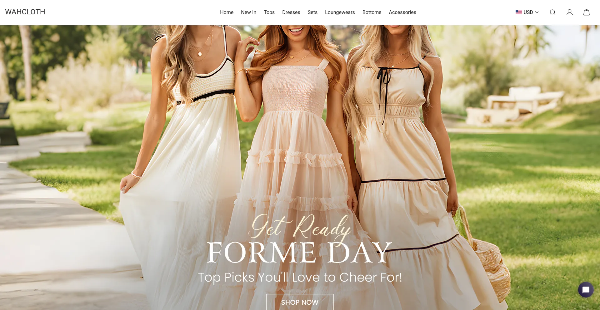 Website screenshot of Wahcloth.com