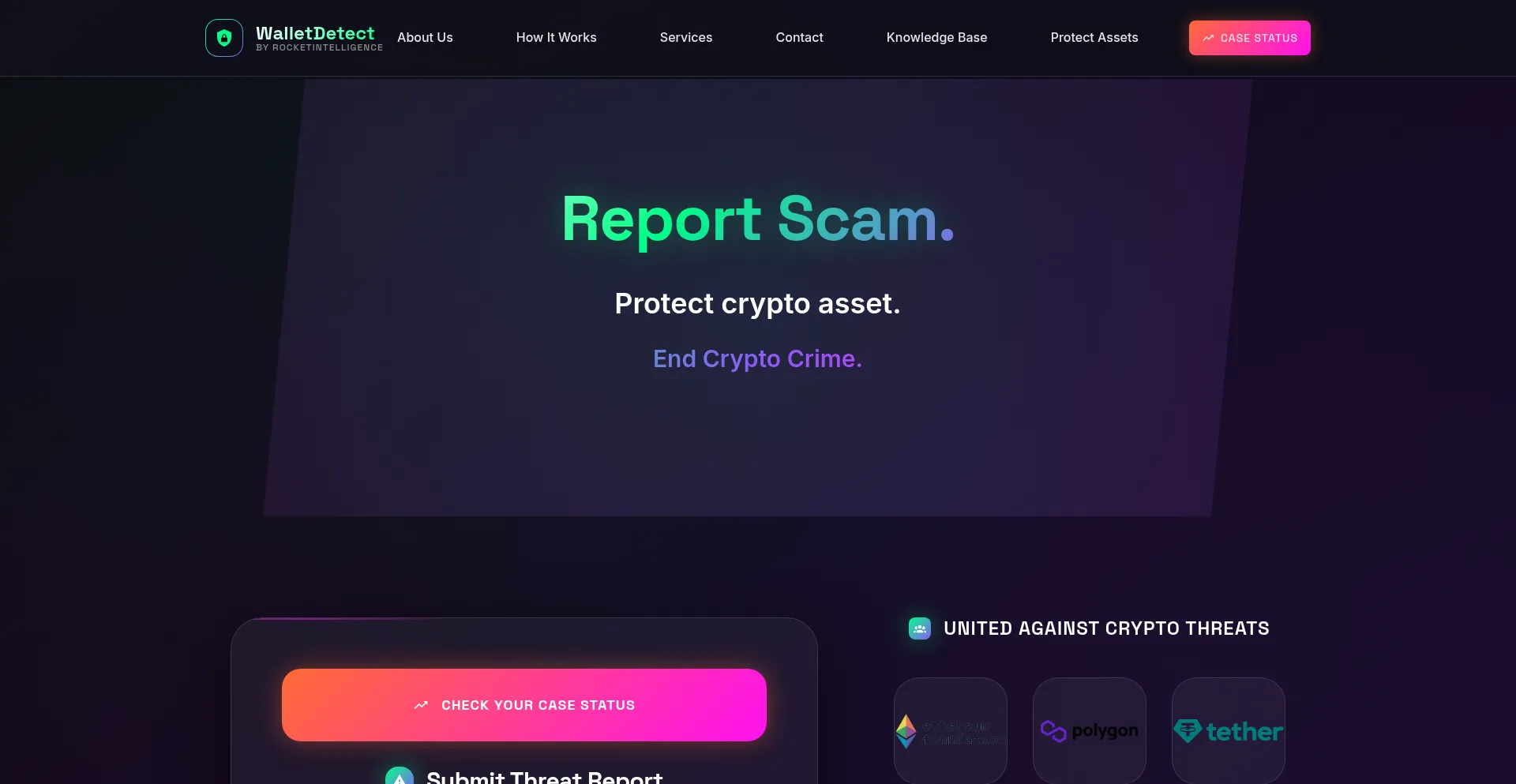 Website screenshot of Walletdetect.com