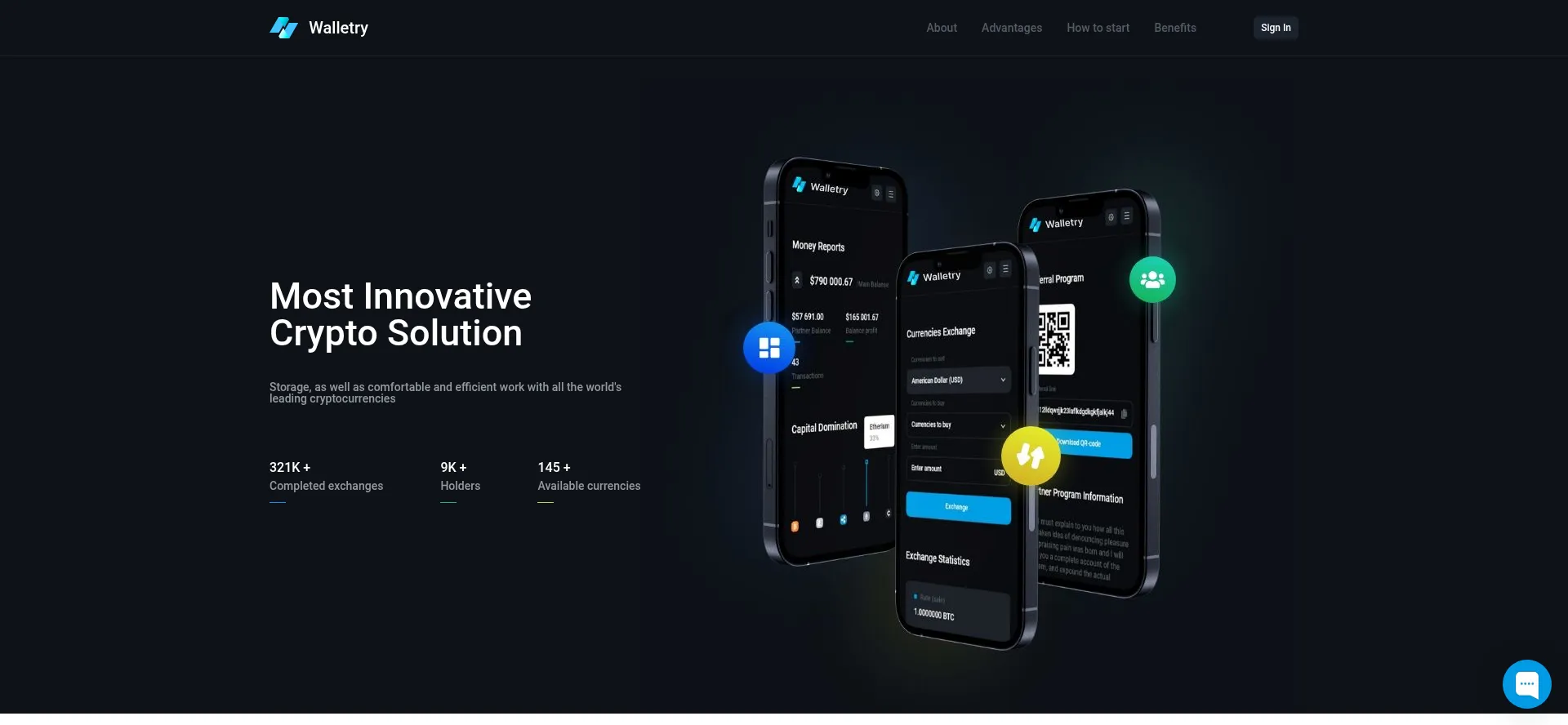 Website screenshot of Walletry.ai