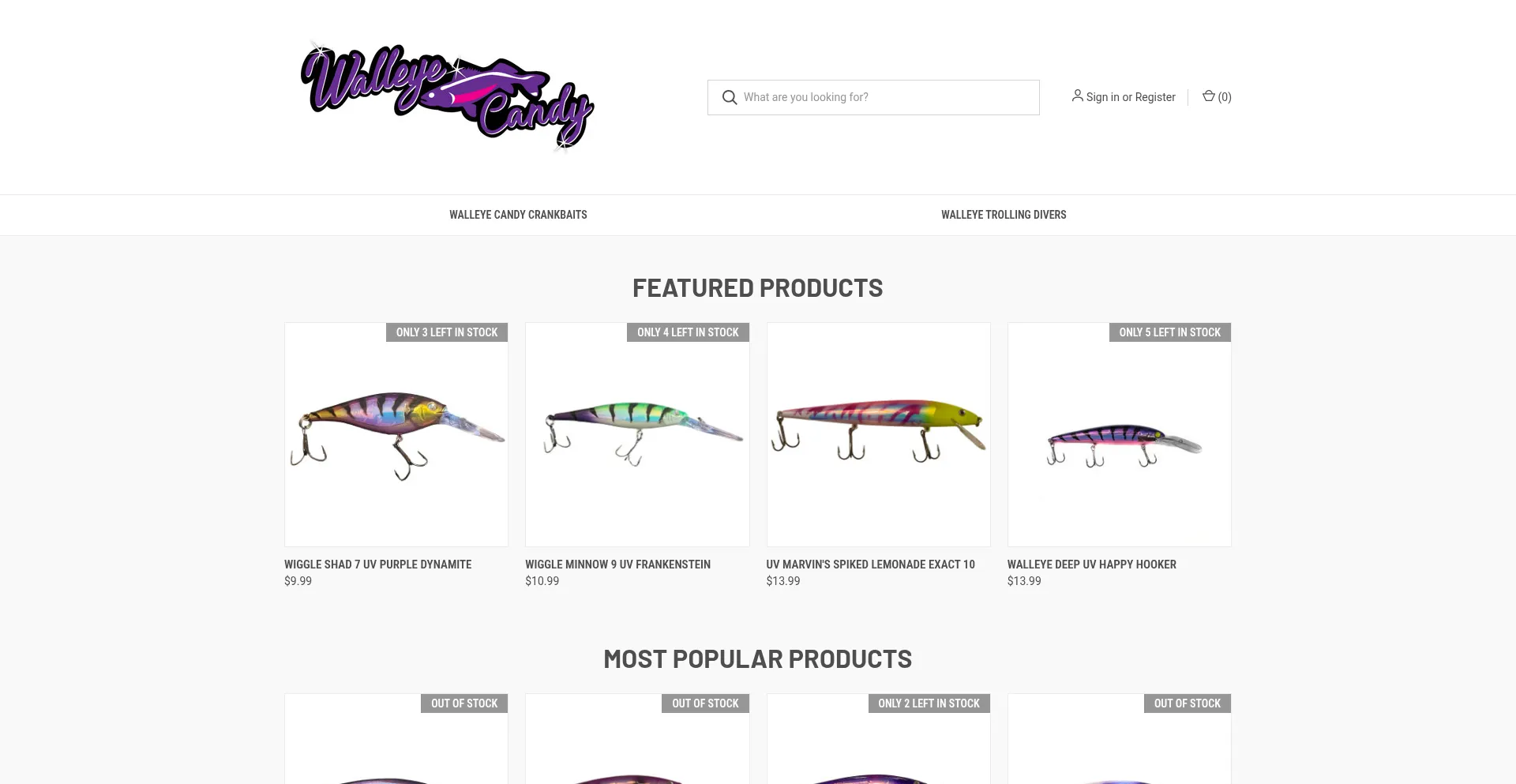 Website screenshot of Walleyecandy.net