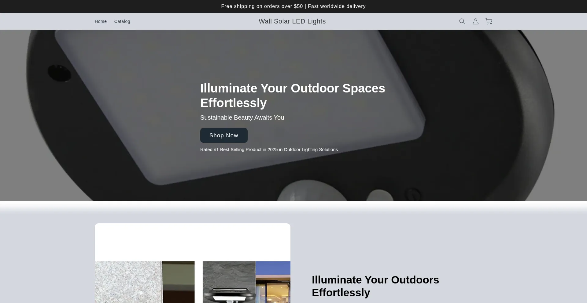 Website screenshot of Wallsolarledlights.com