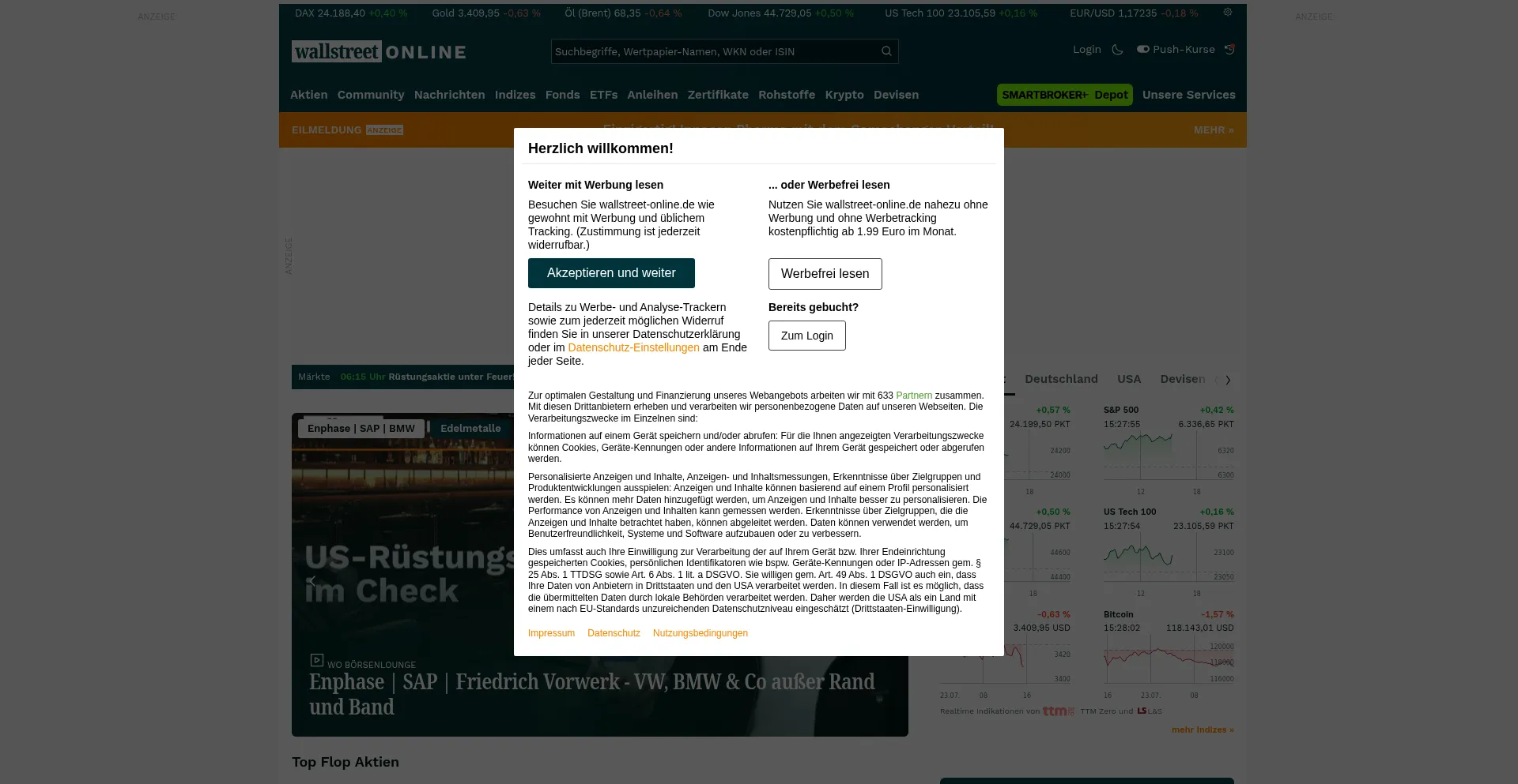 Website screenshot of Wallstreet-online.de