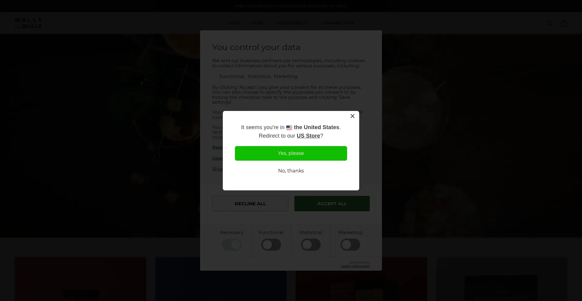 Website screenshot of Wallyandwhiz.com