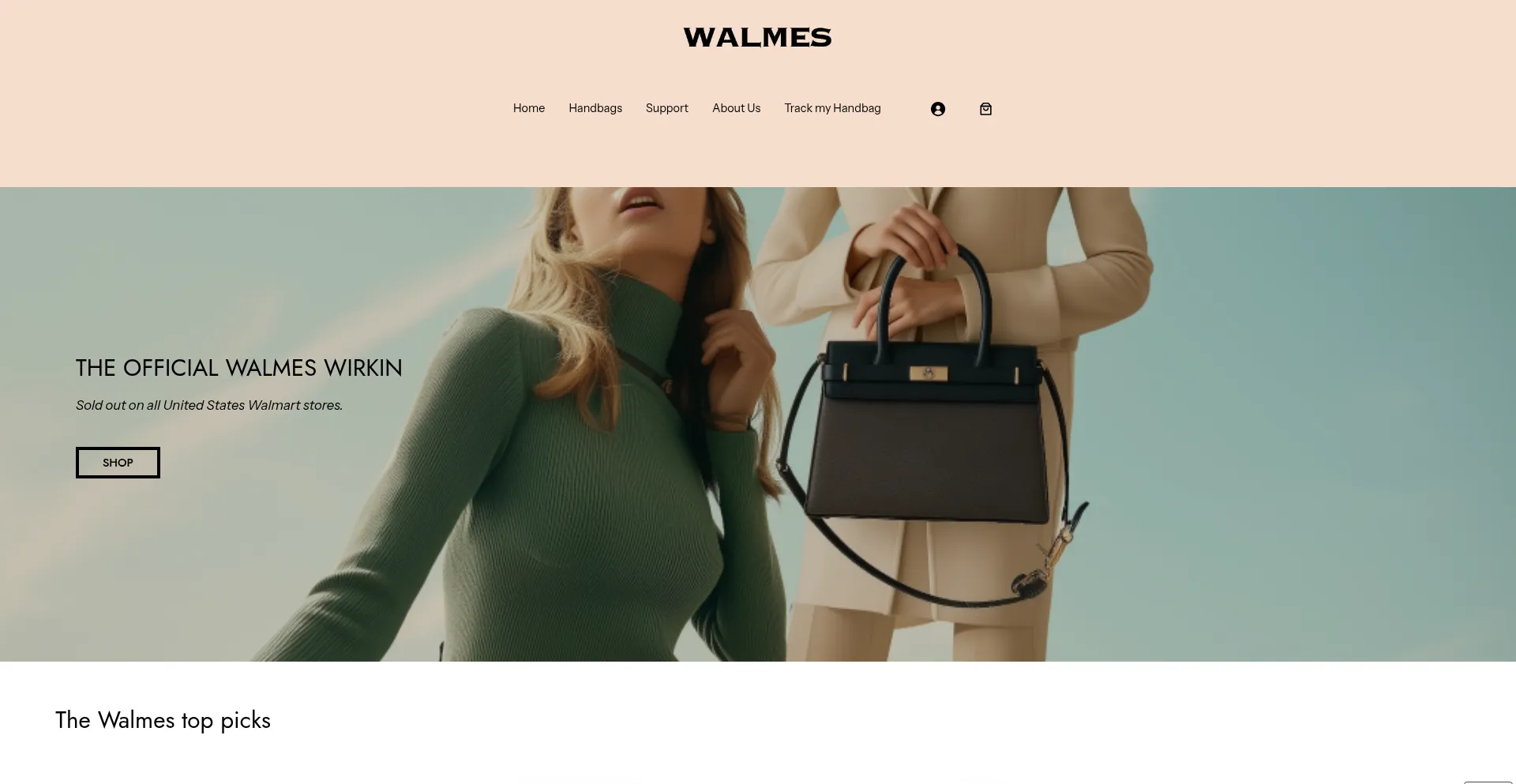Website screenshot of Walmeshandbag.com