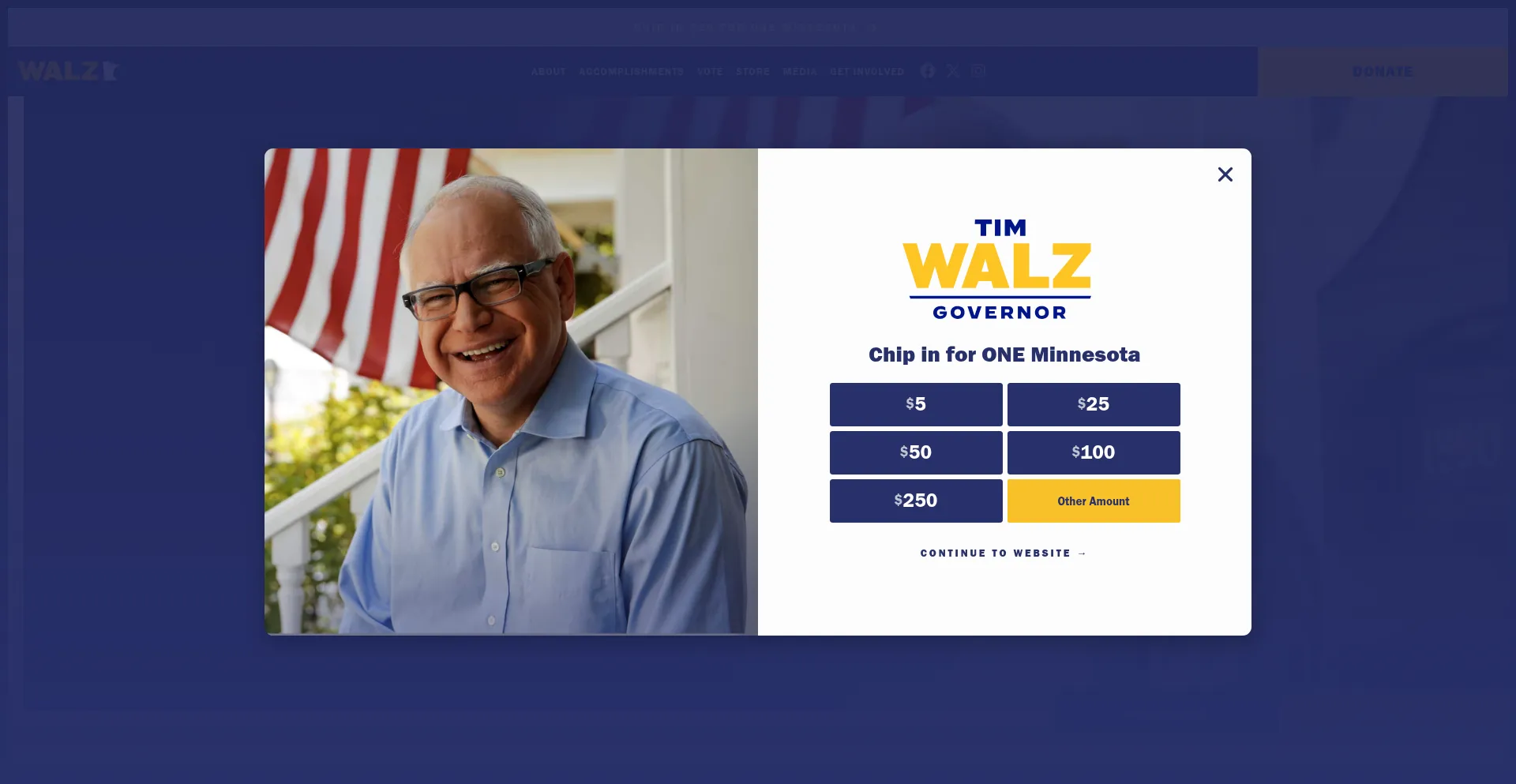 Website screenshot of Walz4mn.com