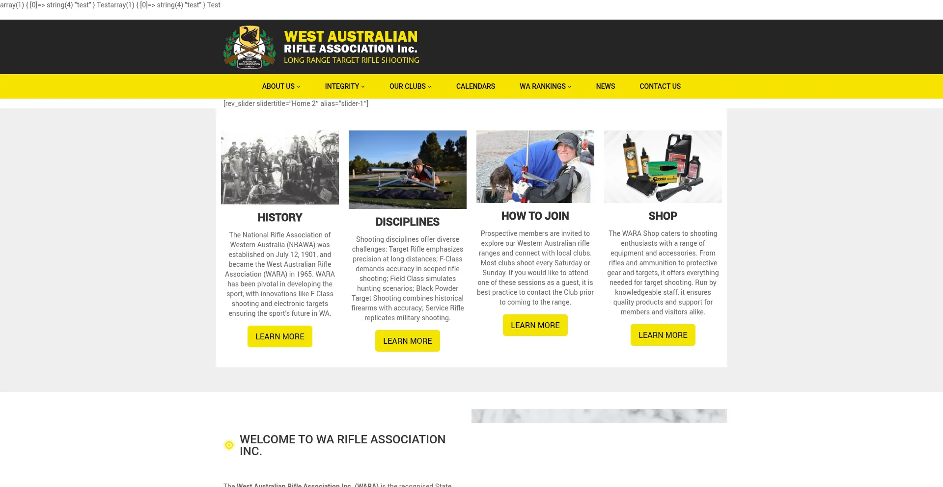 Website screenshot of Wara.asn.au