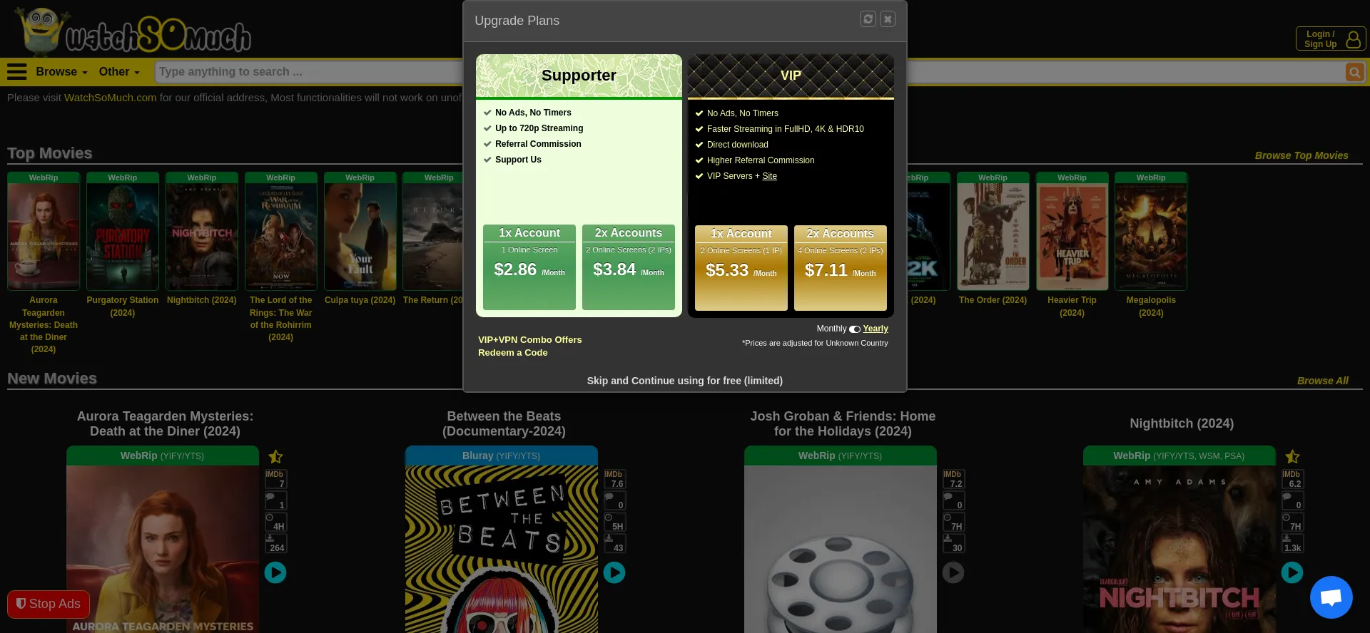 Website screenshot of Watchsomuch.to