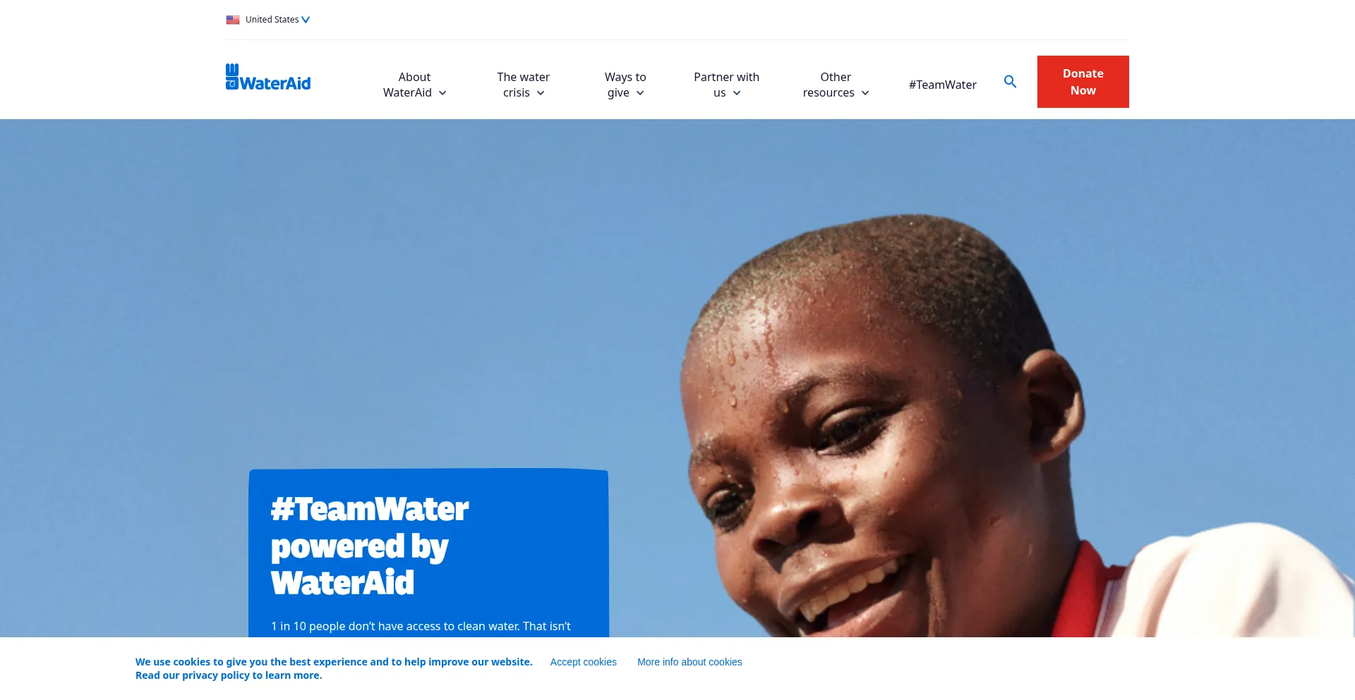Website screenshot of Wateraid.org