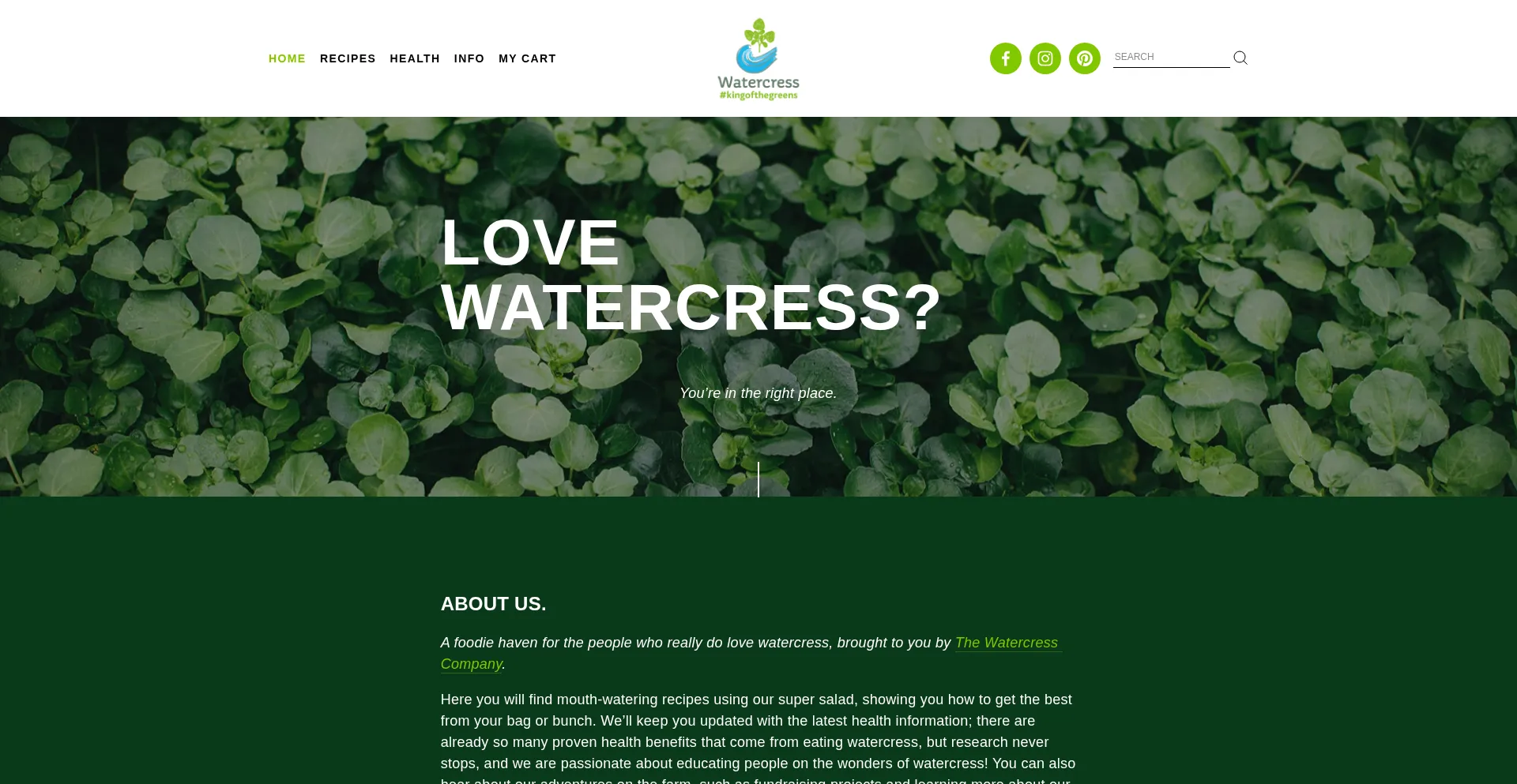 Website screenshot of Watercress.co.uk