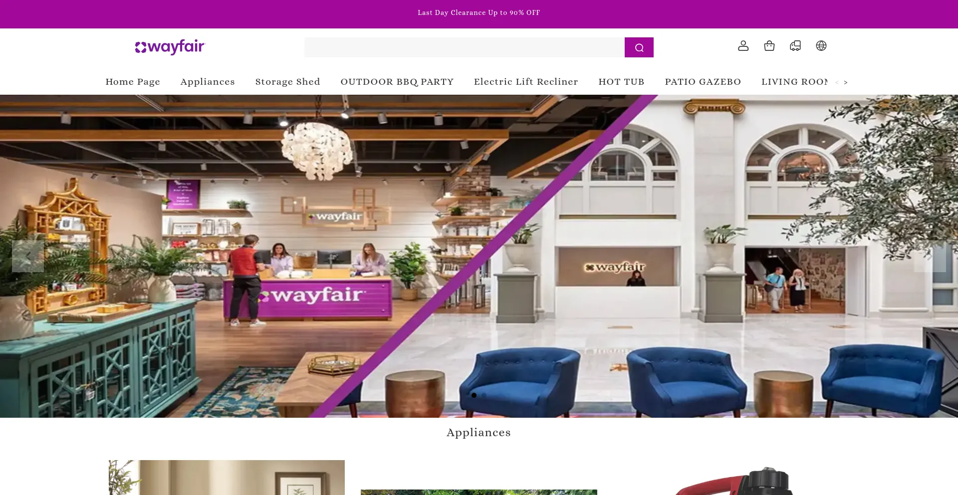 Website screenshot of Wayfairdailydeals.com