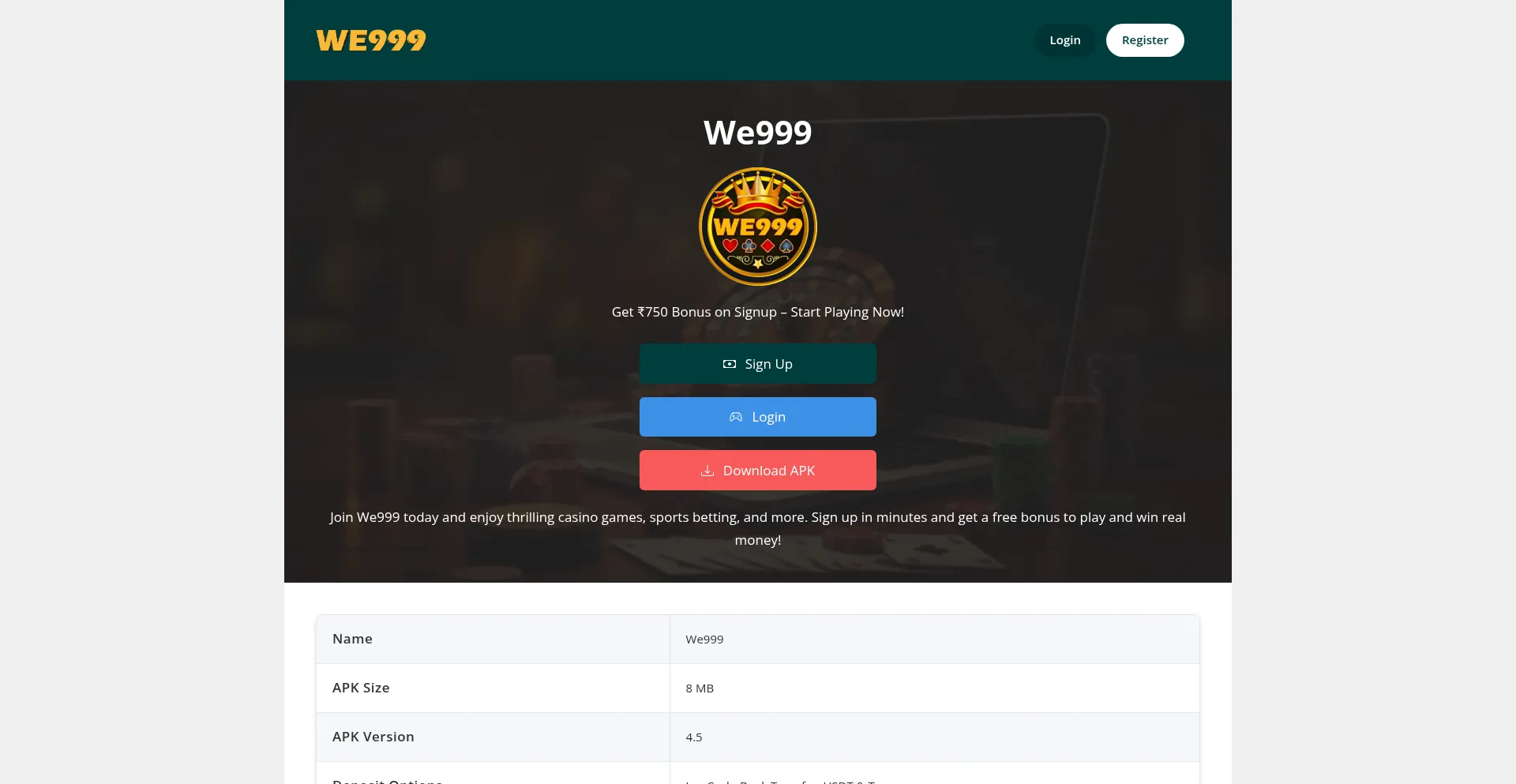 Website screenshot of We999.com.co