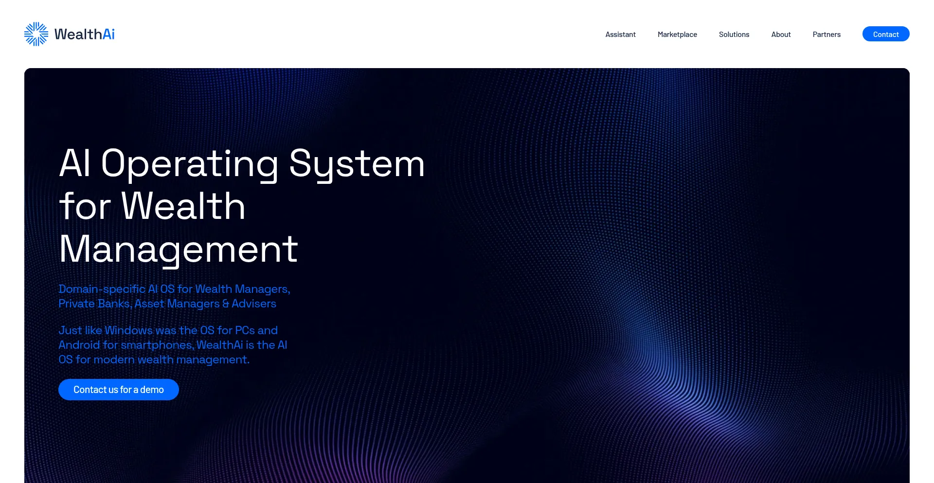 Website screenshot of Wealthai.tech