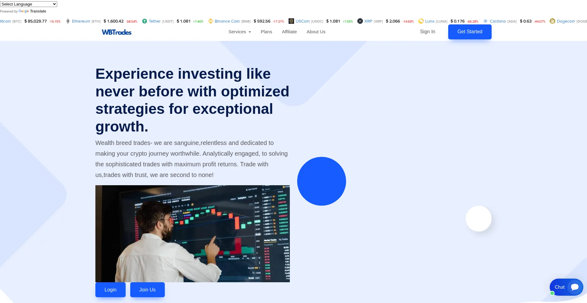 Website screenshot of Wealthbreedtrades.com