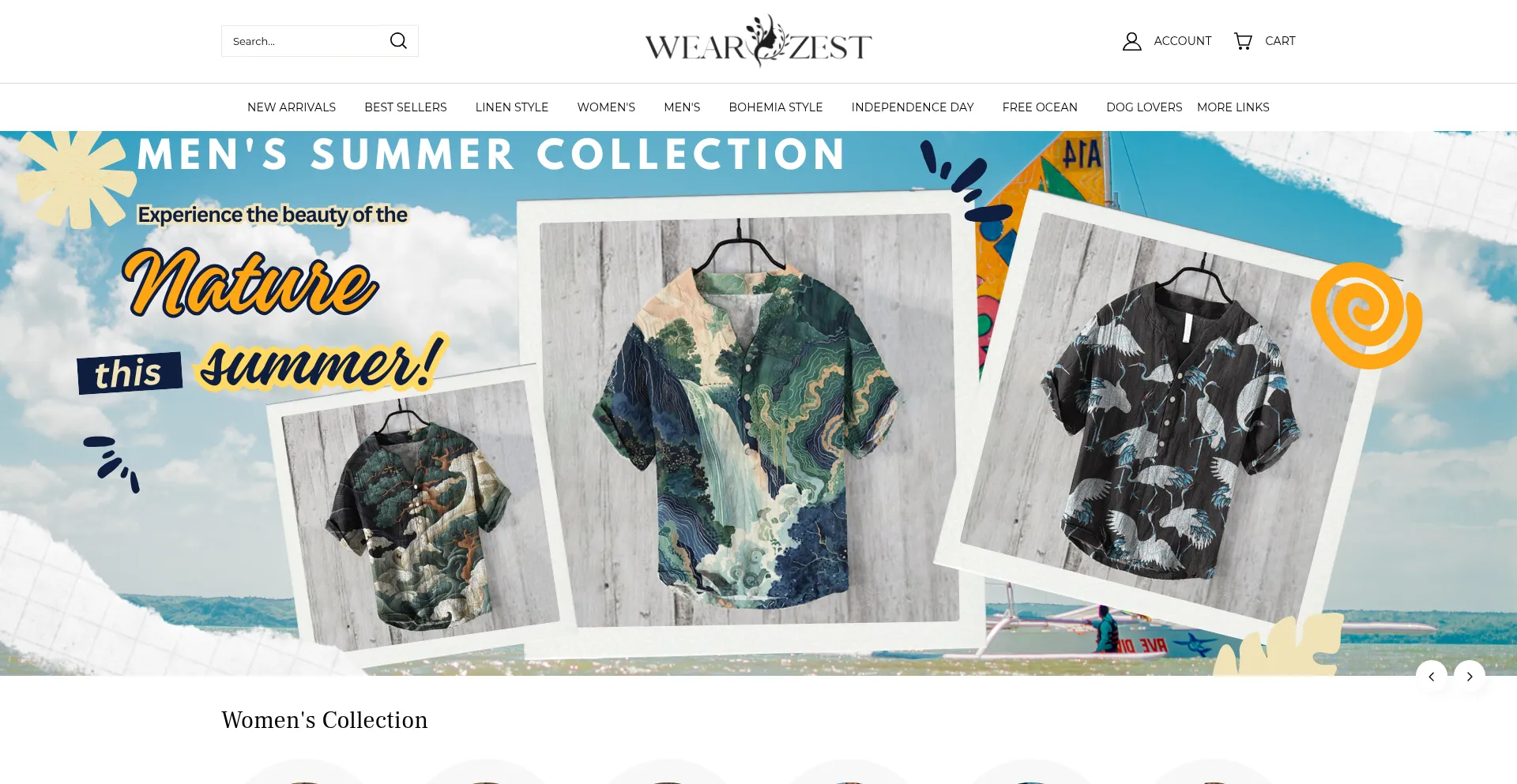Website screenshot of Wearzest.com