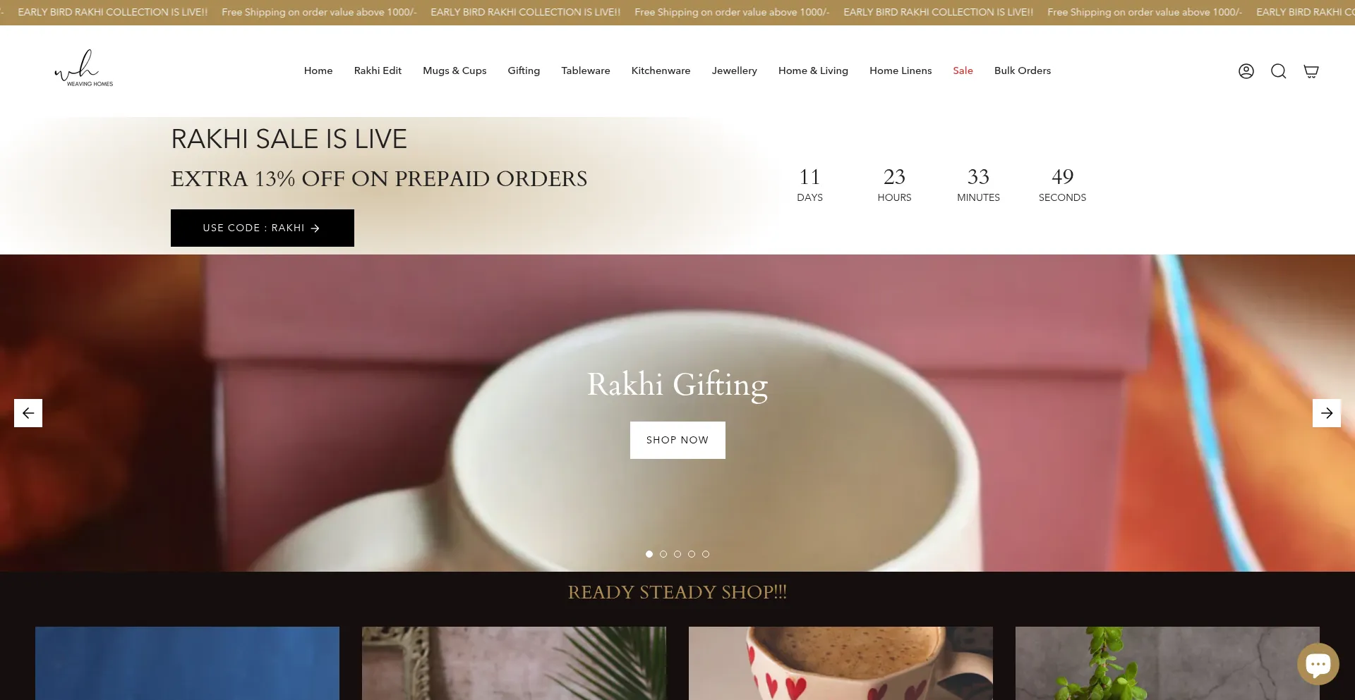 Website screenshot of Weavinghomes.in