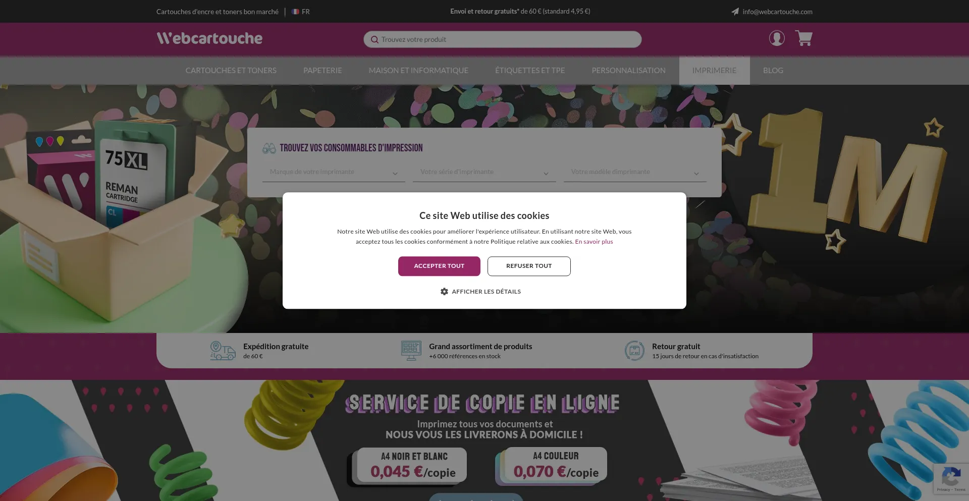 Website screenshot of Webcartouche.com