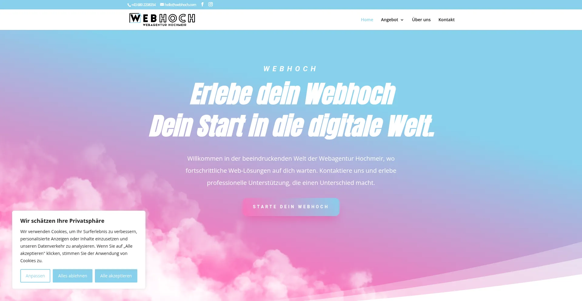 Website screenshot of Webhoch.com