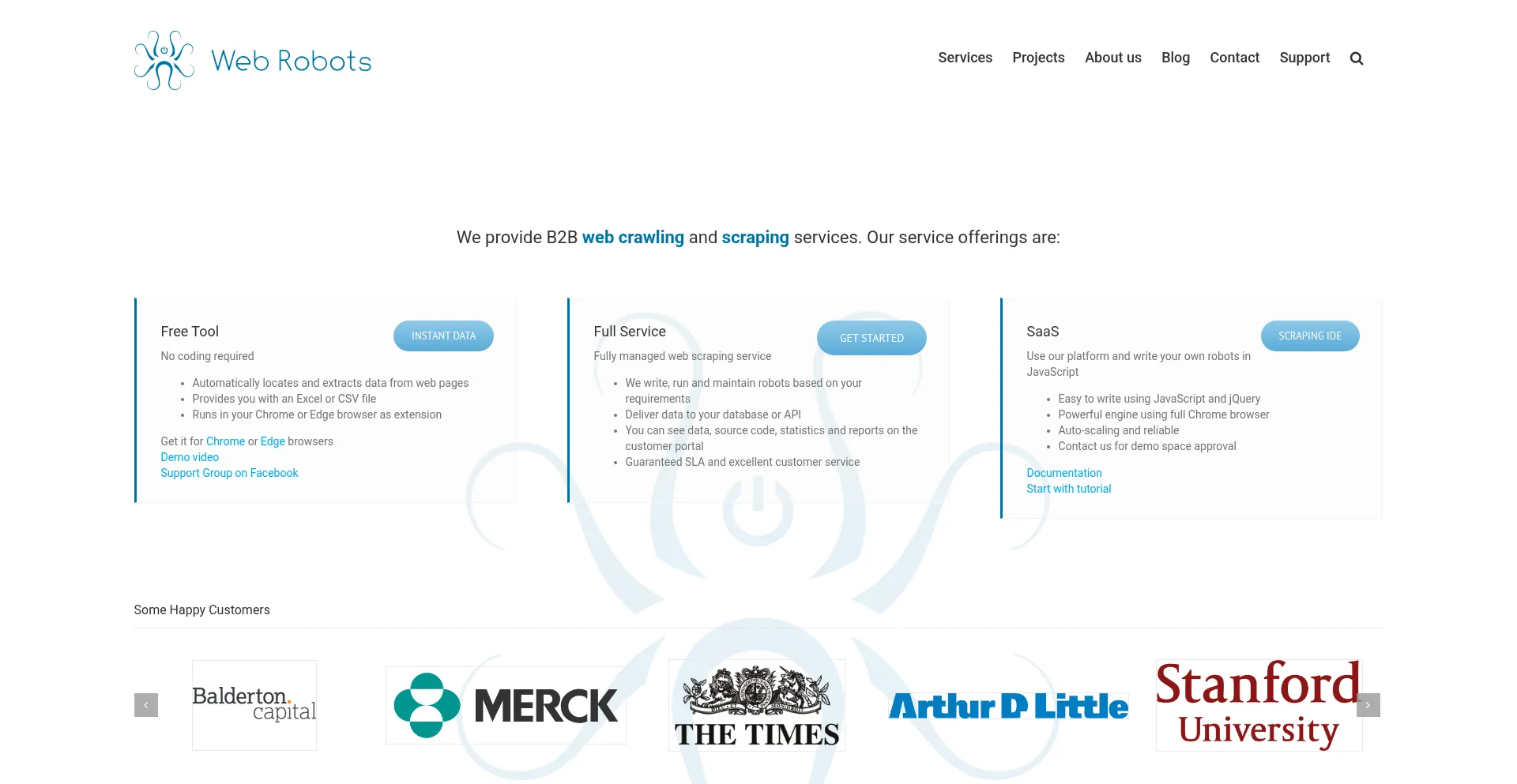 Website screenshot of Webrobots.io