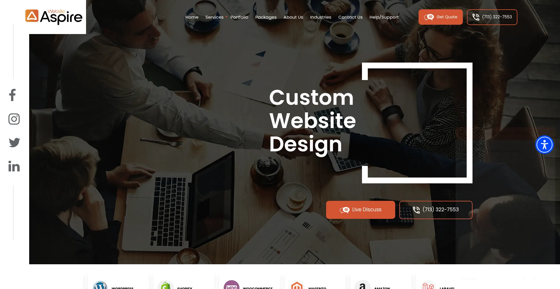 Website screenshot of Websiteaspire.com