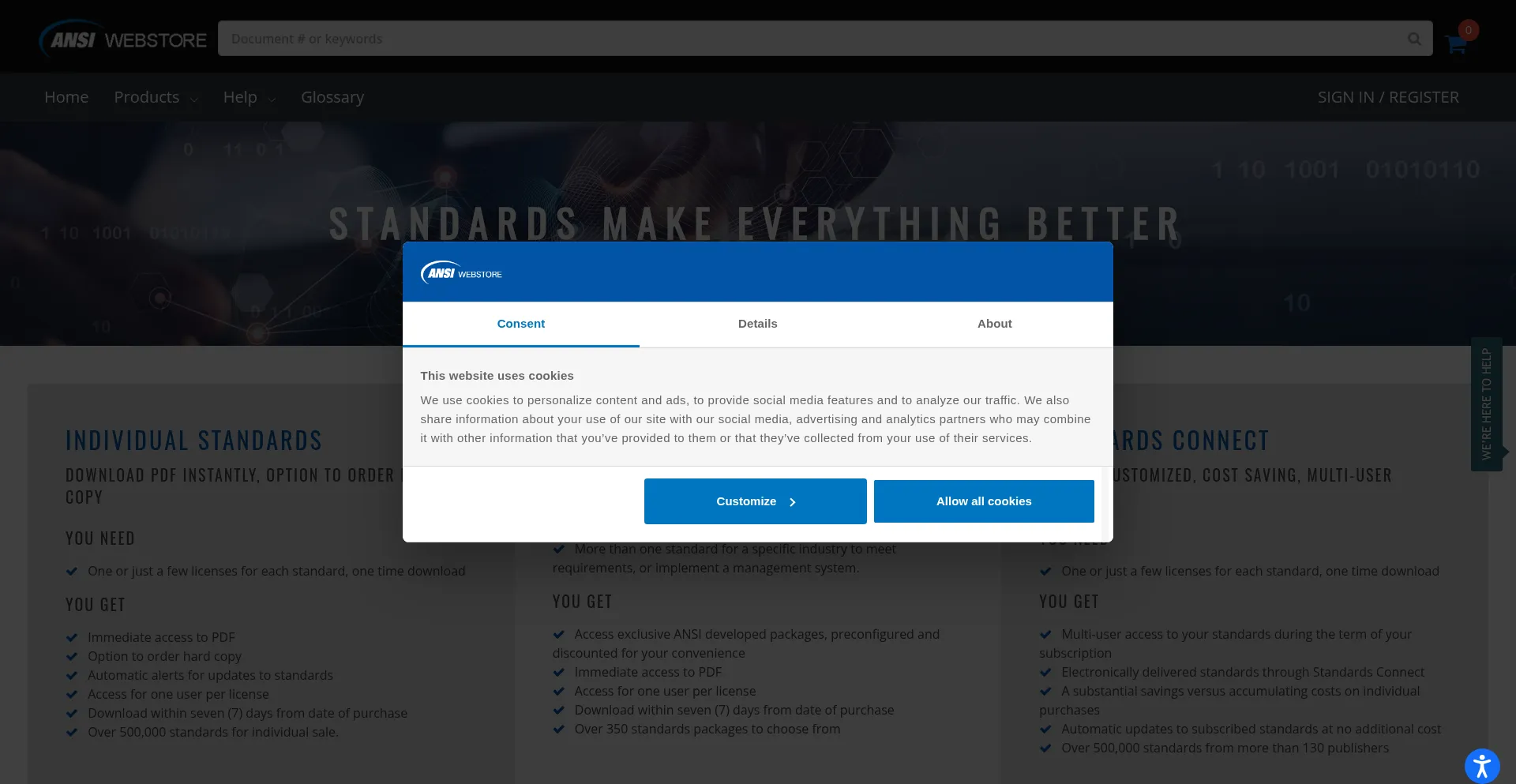 Website screenshot of Webstore.ansi.org