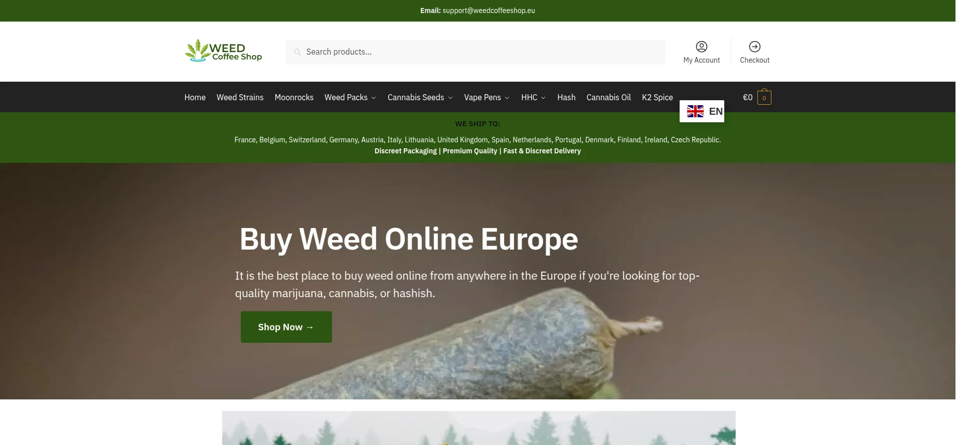 Website screenshot of Weedcoffeeshop.eu