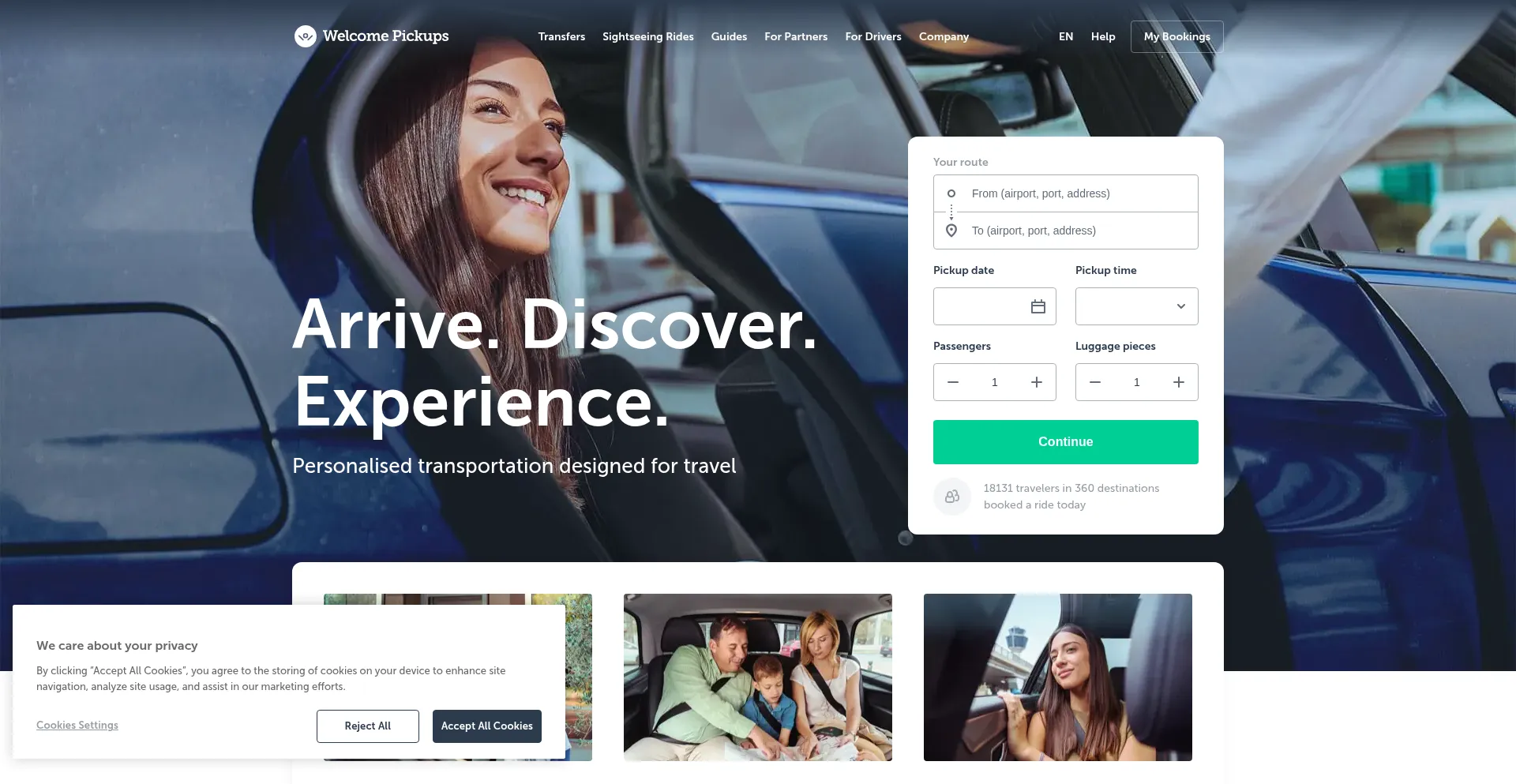 Website screenshot of Welcomepickups.com