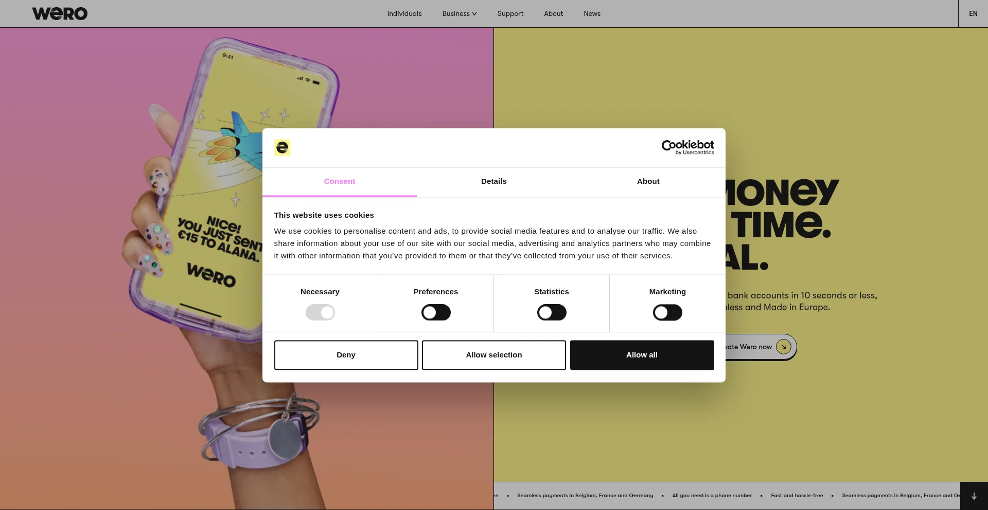 Website screenshot of Wero-wallet.eu