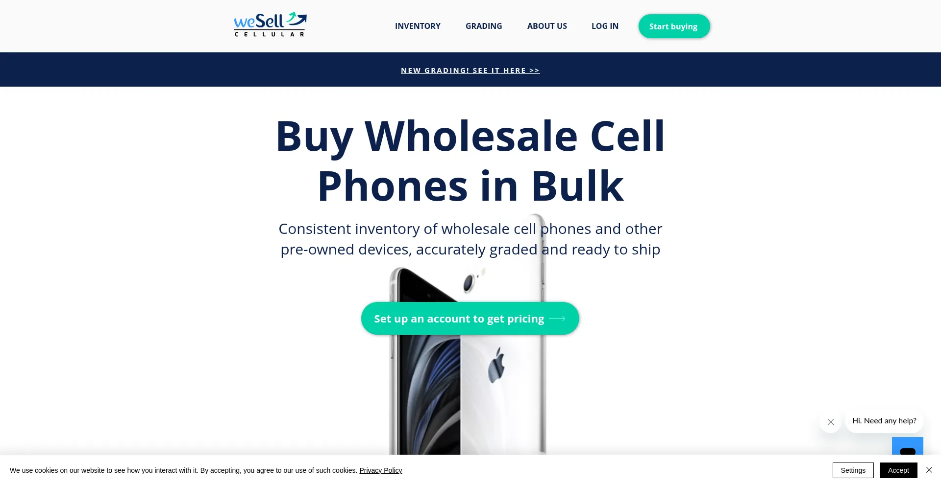 Website screenshot of Wesellcellular.com