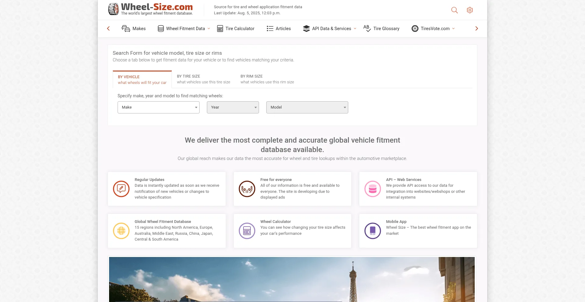 Website screenshot of Wheel-size.com