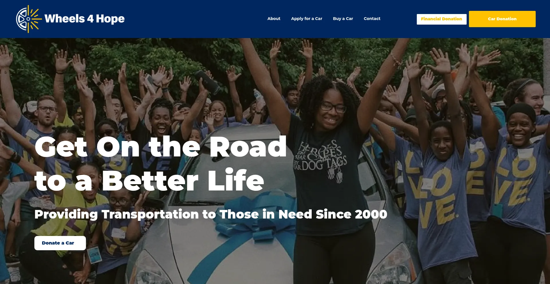 Website screenshot of Wheels4hope.org
