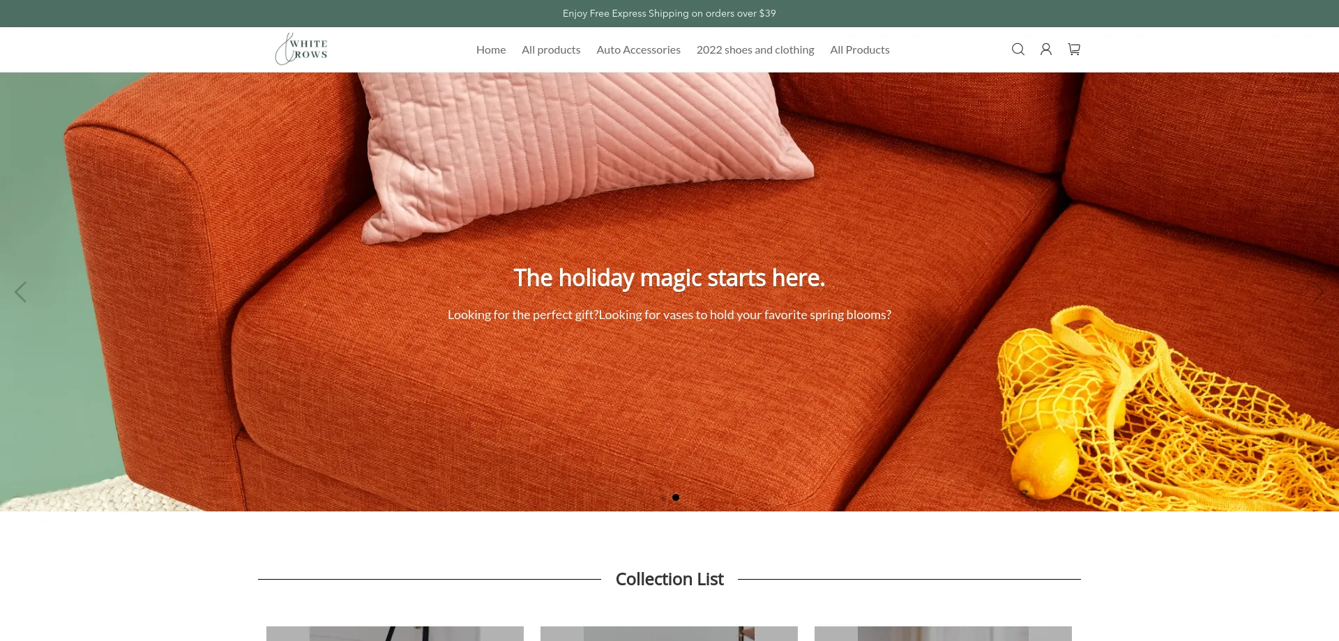 Website screenshot of Whiterows.com