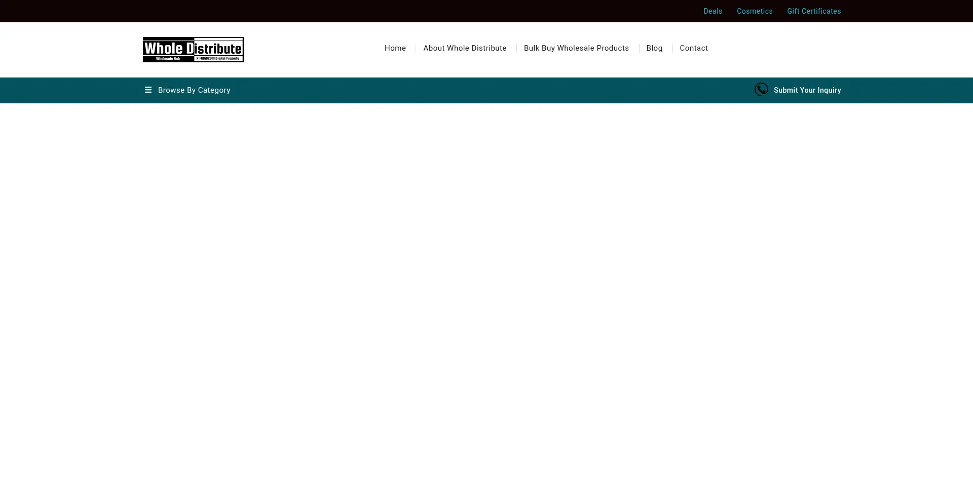Website screenshot of Wholedistribute.com
