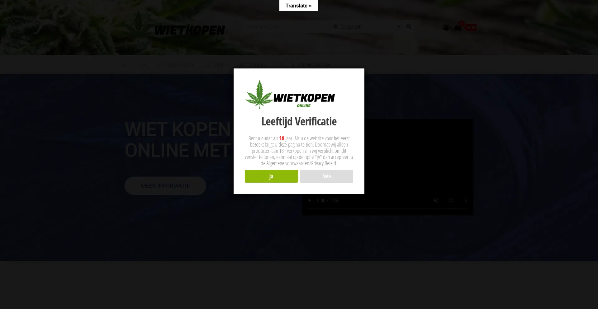 Website screenshot of Wietkopen.online