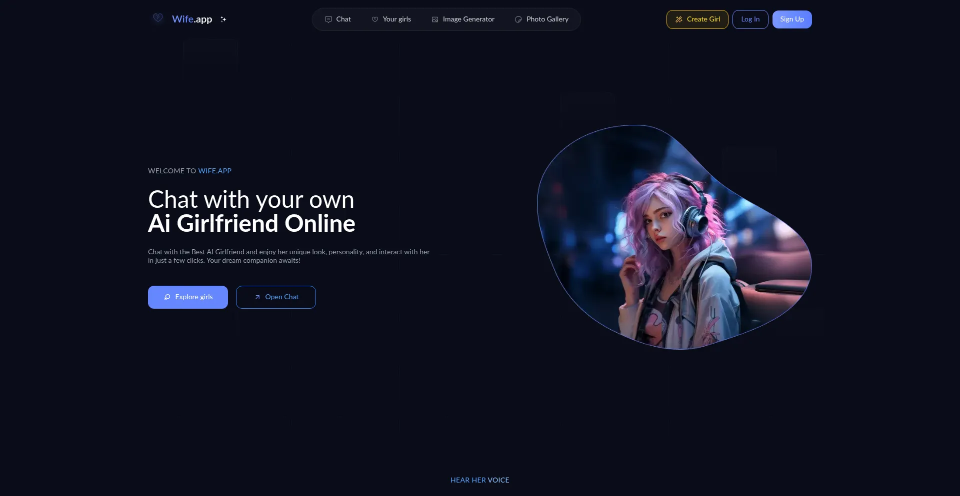 Website screenshot of Wife.app