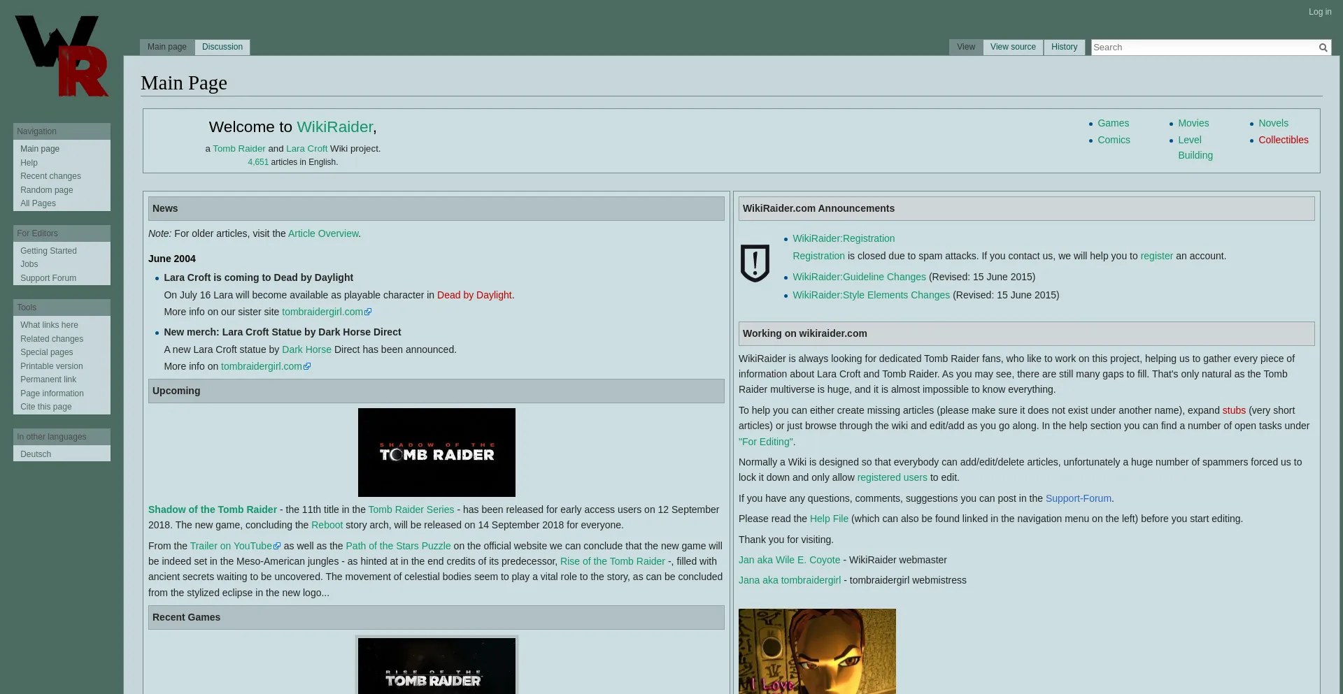 Website screenshot of Wikiraider.com