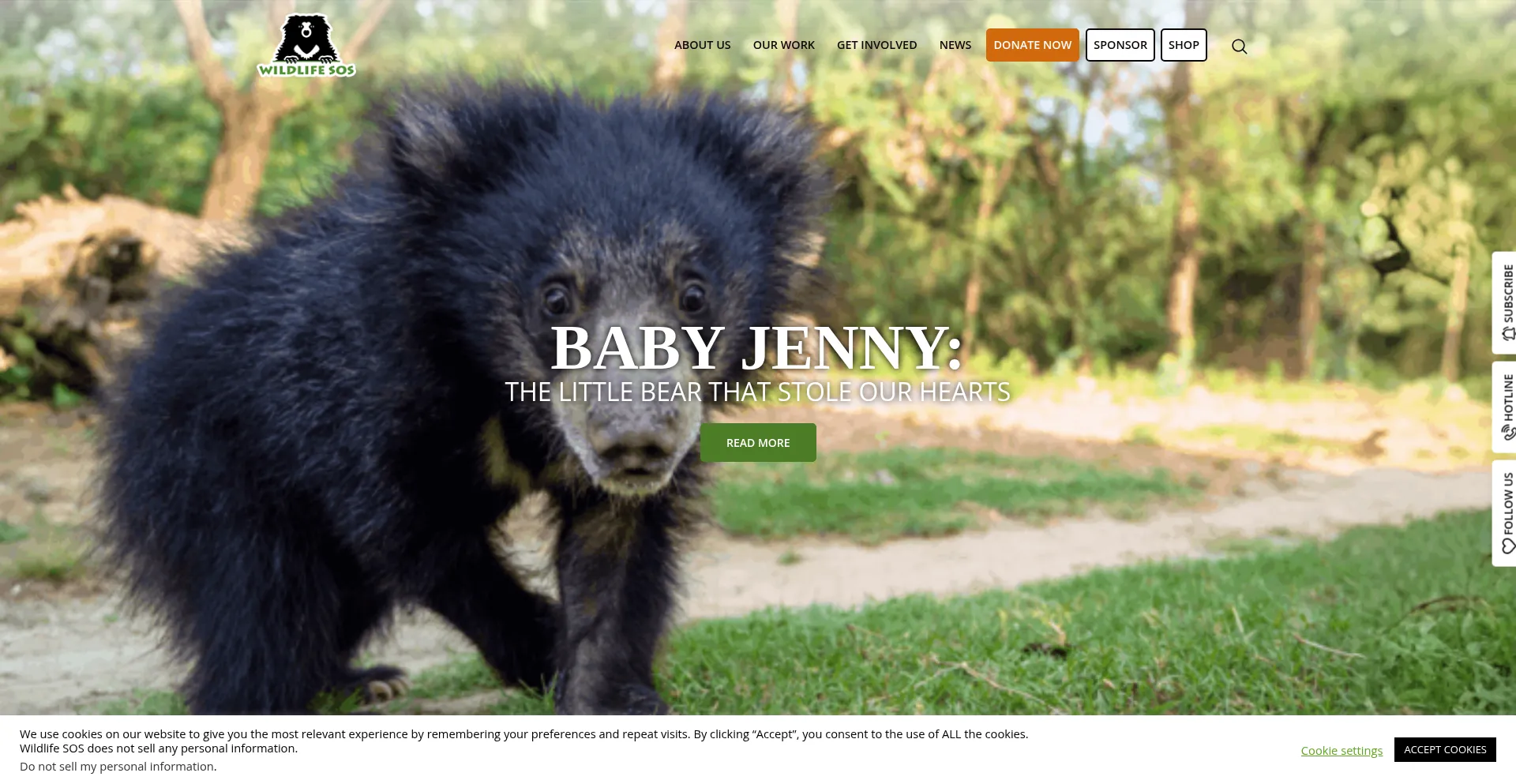 Website screenshot of Wildlifesos.org
